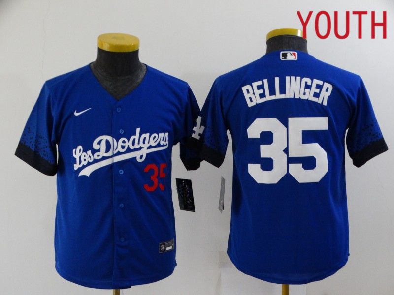 Youth Los Angeles Dodgers #35 Bellinger Blue City Edition Nike 2021 MLB Jersey->youth mlb jersey->Youth Jersey